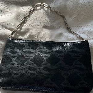 BCBG Paris Black Snake Print Clutch